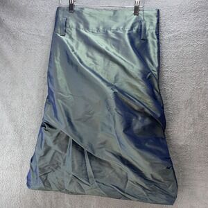 PAUW Amsterdam Silk Skirt 1 Iridescent Blue Gray Bubble Hem Side Zip Midi Office
